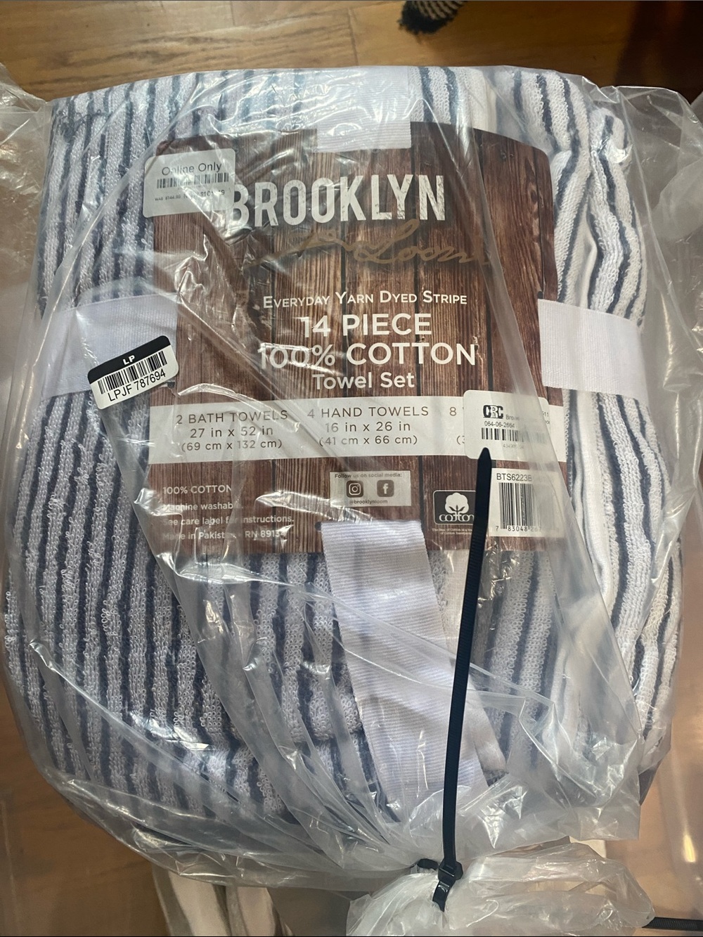 NEW Brooklyn Loom Striped 14pc striped bath set Striped Blue Towel Set
